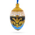 Italian Designer Fine Medallion Glass Egg Christmas Ornament 4 Inches in Gold color Oval