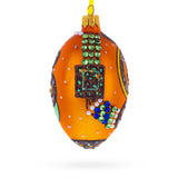 Italian Couturier Fine Earring Glass Egg Christmas Ornament 4 InchesUkraine , dimensions in inches: 4 x 2.4 x 2.77