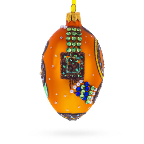 Italian Couturier Fine Earring Glass Egg Christmas Ornament 4 InchesUkraine , dimensions in inches: 4 x 2.4 x 2.77
