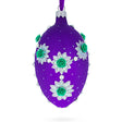Milan Designer Intricate Jeweled Flower Necklace Glass Egg Christmas Ornament 4 Inches in Purple color, Oval shape