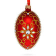 Diamond Star on Red Glass Egg Christmas Ornament 4 Inches in Red color, Oval shape