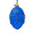 Bejeweled Chandelier on Blue Glass Egg Christmas Ornament 4 Inches in Blue color, Oval shape