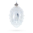 Pearlized Drops on White Glass Egg Christmas Ornament 4 Inches in White color Oval