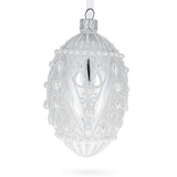Glass Pearlized Drops on White Glass Egg Christmas Ornament 4 Inches in White color Oval