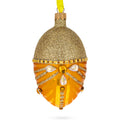 Glittered Orange Glass Egg Christmas Ornament 4 Inches in Gold color Oval