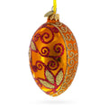 Autumn Leaves on Gold Glass Egg Christmas Ornament 4 Inches in Gold color Oval