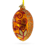 Autumn Leaves on Gold Glass Egg Christmas Ornament 4 Inches in  color Oval