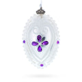 Purple Drops Glass Egg Christmas Ornament 4 Inches in White color Oval