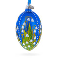 1898 Lilies of the Valley Royal in Blue Egg Glass Egg Christmas Ornament 4 Inches in Blue color Oval