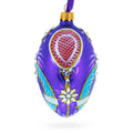 Milan Designer Luxury Flower Earrings Glass Egg Christmas Ornament 4 Inches in Purple color Oval