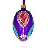 Milan Designer Luxury Flower Earrings Glass Egg Christmas Ornament 4 Inches in Purple color Oval