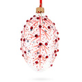 Red Branches Glass Egg Christmas Ornament 4 Inches in Red color Oval