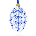 Blue Branches Glass Egg Christmas Ornament 4 Inches in Blue color Oval