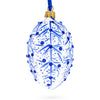Blue Branches Glass Egg Christmas Ornament 4 Inches in Blue color, Oval shape