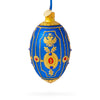 Glass Golden Eagle on Blue Glass Egg Christmas Ornament 4 Inches in Blue color Oval