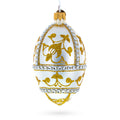 Jeweled Golden Chandelier on Silver Glass Egg Christmas Ornament 4 Inches in White color Oval