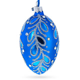 Blue Paisley Glass Egg Christmas Ornament 4 Inches in Blue color Oval