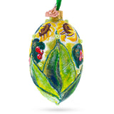 Sunflowers and Berries Glass Egg Ornament 4 InchesUkraine ,dimensions in inches: 2.77 x 4.31 x 2.77