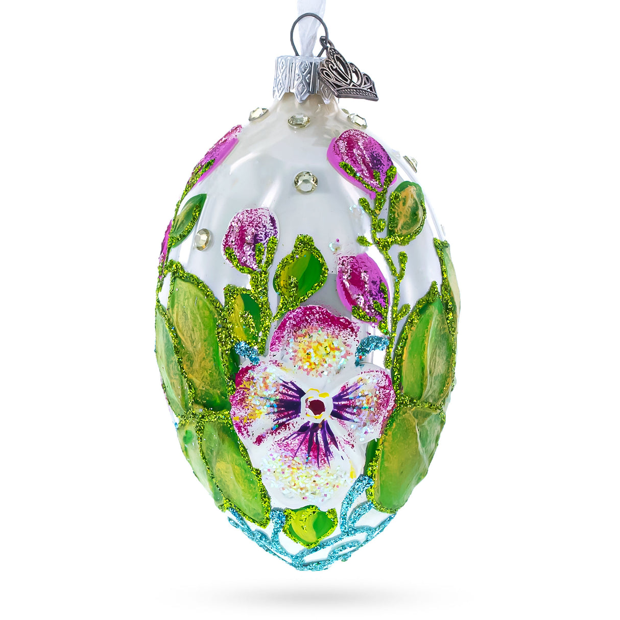 Buy Christmas Ornaments > Glass > Egg > Flowers by BestPysanky Online Gift Ship