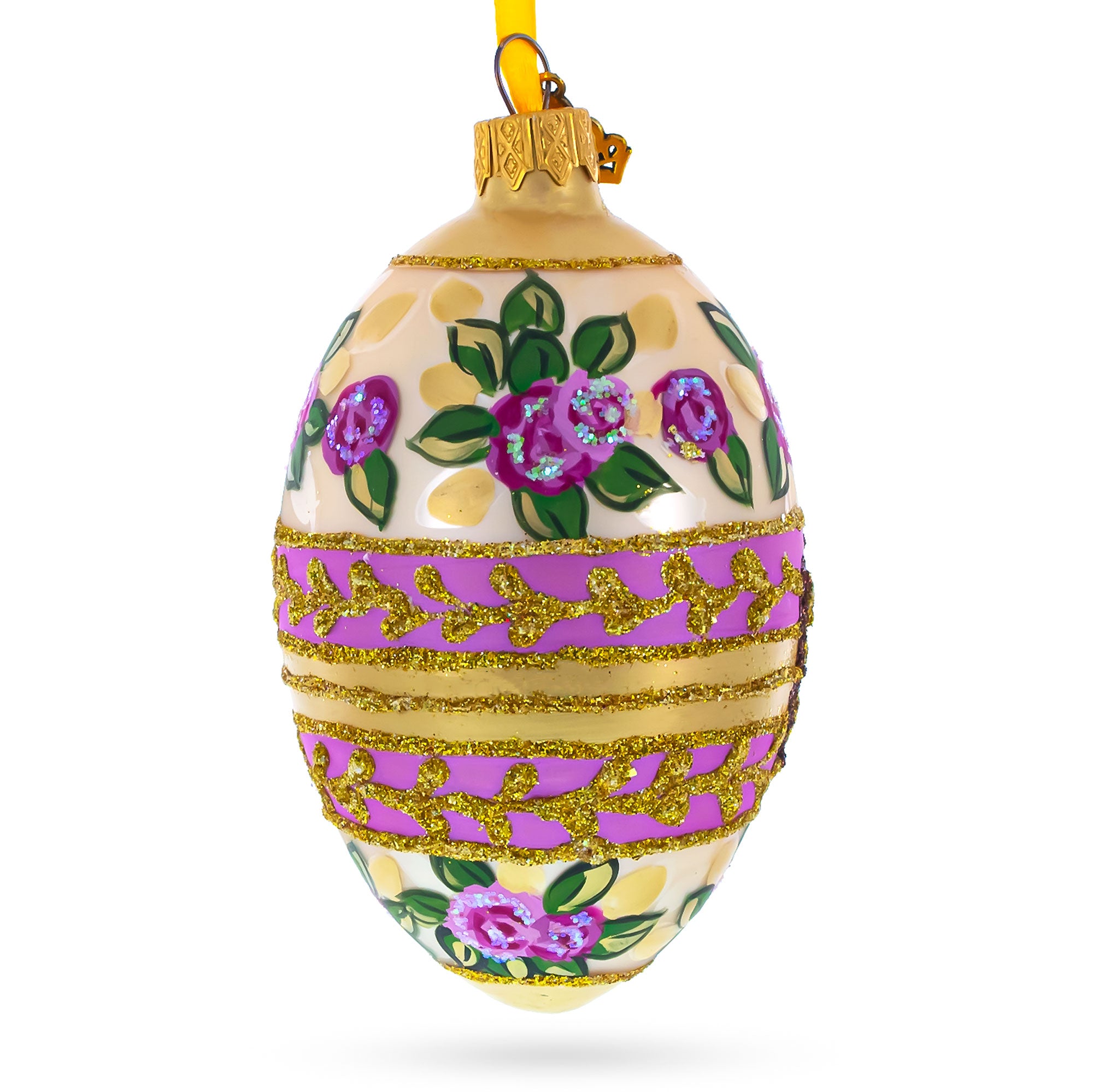 Buy Christmas Ornaments Glass Egg Flowers by BestPysanky Online Gift Ship