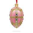 Diamonds on Gold and Pink Glass Egg Ornament 4 Inches in Pink color, Oval shape