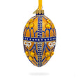 Golden Jewels Glass Egg Ornament 4 Inches in Gold color, Oval shape