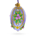3D Roses Bouquet on Purple Glass Egg Ornament 4 Inches in Purple color Oval