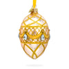 Diamond Drops on Pink Glass Egg Ornament 4 Inches in Yellow color, Oval shape