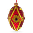 Red Jewel on Red Glass Egg Ornament 4 Inches in Red color, Oval shape