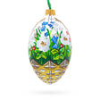 Summer Flowers Basket Glass Egg Ornament 4 Inches in Multi color Oval