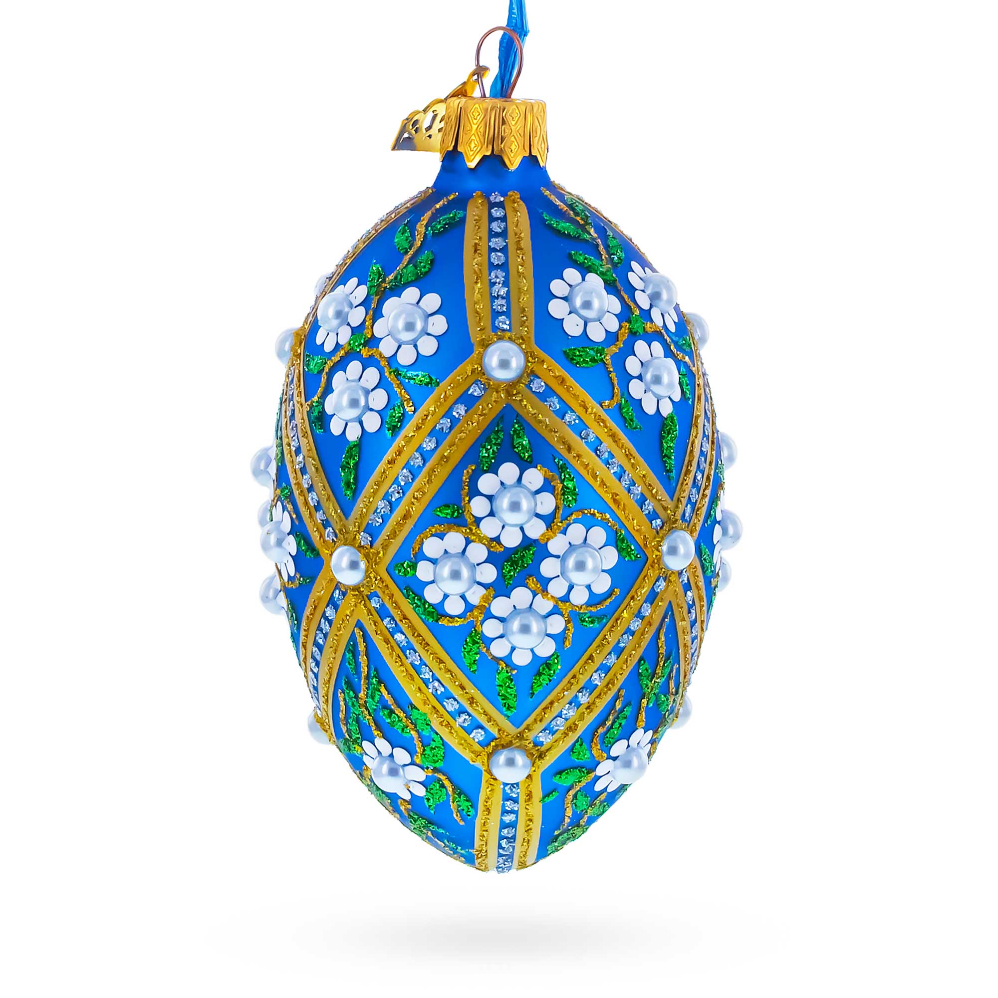 Buy Christmas Ornaments Glass Egg Flowers by BestPysanky Online Gift Ship