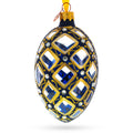 Mosaic Pattern on Blue Glass Egg Ornament 4 Inches in Blue color Oval