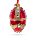 Diamonds on Red Glass Egg Ornament 4 Inches in Red color Oval