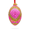 Glass Jewels on Pink Glass Egg Ornament 4 Inches in Pink color Oval