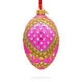 Jewels on Pink Glass Egg Ornament 4 Inches in Pink color, Oval shape