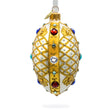 Multicolored Jewels on White Glass Egg Ornament 4 Inches in Multi color, Oval shape