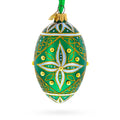 Jeweled White Star on Green Glass Egg Ornament 4 Inches in Green color Oval