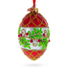Berries on the Branch Glass Egg Ornament 4 Inches in Red color, Oval shape