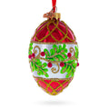 Berries on the Branch Glass Egg Ornament 4 Inches in Red color Oval