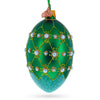 Glass Pearls on Green Trellis Glass Egg Ornament 4 Inches in Green color Oval