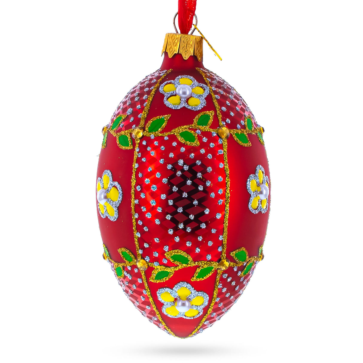 Buy Christmas Ornaments Glass Egg Flowers by BestPysanky Online Gift Ship