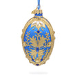 Glass Golden Swirls on Blue Glass Egg Ornament 4 Inches in Blue color Oval