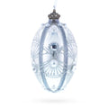 Diamonds on Silver Glass Egg Ornament 4 Inches in Silver color Oval