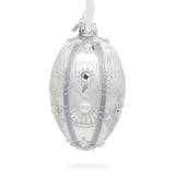 Diamonds on Silver Glass Egg Ornament 4 Inches in Silver color, Oval shape