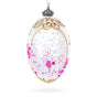 Pink Pearls on Clear Glass Egg Ornament 4 Inches in Clear color Oval