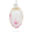 Pink Pearls on Clear Glass Egg Ornament 4 Inches in Clear color, Oval shape