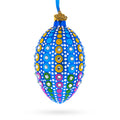 Vibrant Polka Dot Jewel-Toned Glass Egg Ornament  4 Inches in Blue color Oval