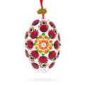 Red Poppy Floral Glass Egg Ornament 4 Inches in Red color Oval