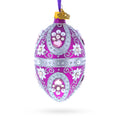 Purple Elegance with Pearls and Floral Accents Glass Egg Ornament 4 Inches in Purple color Oval