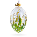 Lily of the Valley on Silver Egg Glass Ornament 4 Inches in Silver color Oval
